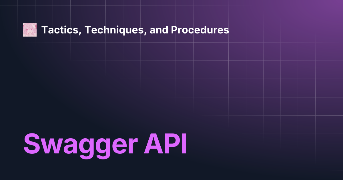 Swagger API | Tactics, Techniques, and Procedures